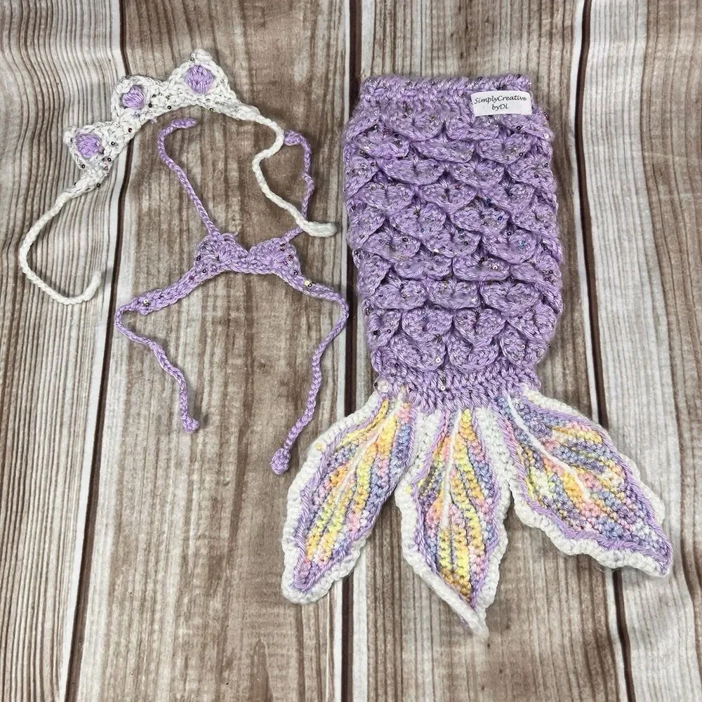 Hand Crochet Doll Mermaid Outfit, Mermaid Tail